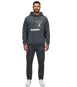 RE:COVERED X NFL Las Vegas Raiders Herren Kapuzen-Pullover mit Logo-Schriftzug Baumwoll-Hoody RCNFL1318G Grau RE:COVERED X NFL Las Vegas Raiders Herren Kapuzen-Pullover mit Logo-Schriftzug Baumwoll-Hoody RCNFL1318G Grau