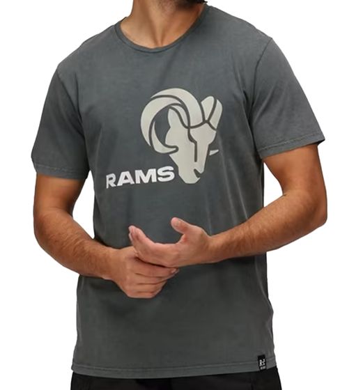 T-shirt da uomo RE:COVERED X NFL Los Angeles Rams con stampa del logo, girocollo in cotone, RCNFL1317H Grigio