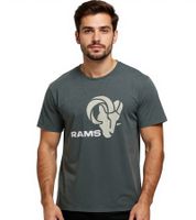 T-shirt da uomo RE:COVERED X NFL Los Angeles Rams con stampa del logo, girocollo in cotone, RCNFL1317H Grigio