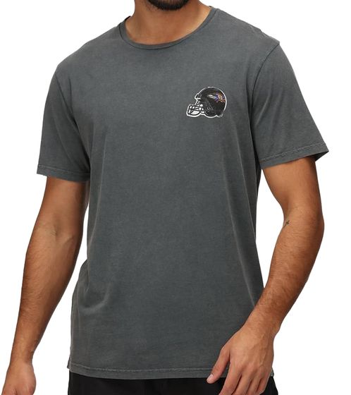RE:COVERED X NFL Baltimore Ravens Herren T-Shirt mit Football-Helm Baumwoll-Shirt Rundhals-Shirt RCNFL1315I Grau