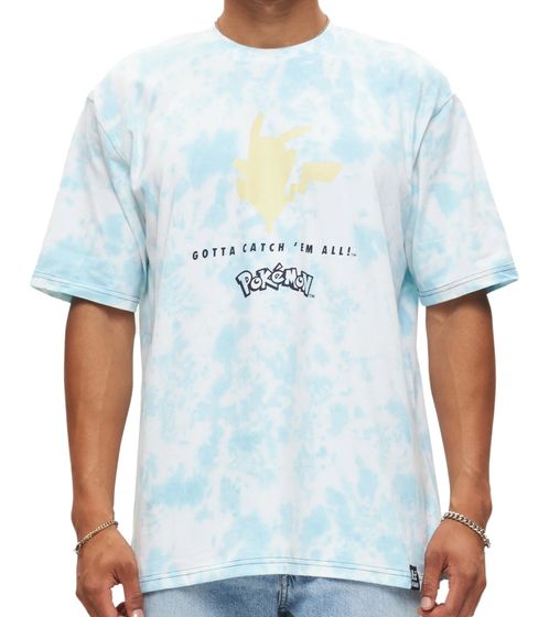 RE:COVERED X Pokemon Men's T-Shirt with Pikachu Print, Cotton Crew Neck, RCPOK216 Blue