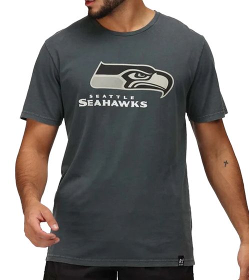 RE:COVERED X NFL Seattle Seahawks Men's T-Shirt with Logo Print, Cotton Crew Neck, RCNFL1317J Gray