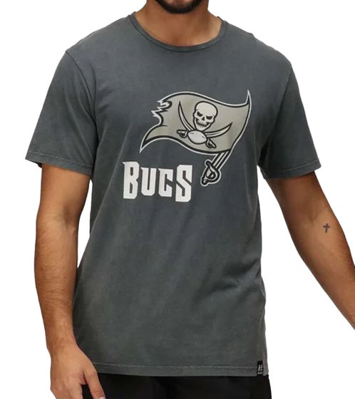RE:COVERED X NFL Tampa Bay Buccaneers Men's T-Shirt with Logo Print, Cotton Crew Neck, RCNFL1317C Gray