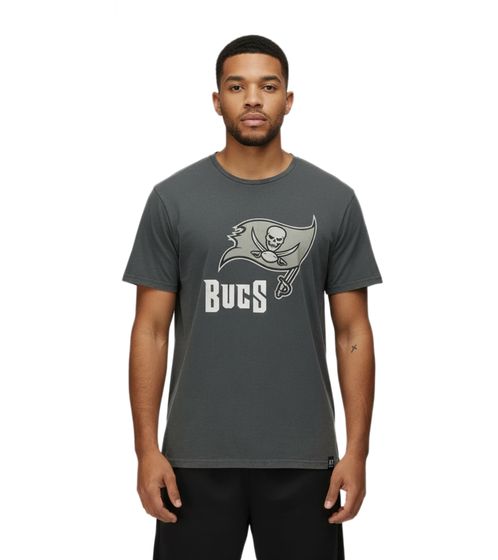 RE:COVERED X NFL Tampa Bay Buccaneers  Herren T-Shirt mit Logo-Print Baumwoll-Shirt Rundhals-Shirt RCNFL1317C Grau
