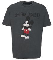 T-shirt da uomo RE:COVERED X Disney con stampa di Topolino Brontolo, girocollo in cotone, MMDIS2690B Grigio