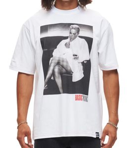 RE:COVERED X Studio Canal Herren T-Shirt BASIC INSTINCT Baumwoll-Shirt mit großem Print Rundhals-Shirt RCSTC113 Weiß RE:COVERED X Studio Canal Herren T-Shirt BASIC INSTINCT Baumwoll-Shirt mit großem Print Rundhals-Shirt RCSTC113 Weiß