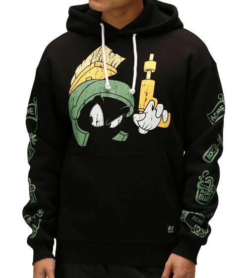 Sweat à capuche RE:COVERED X LOONEY TUNES pour homme, imprimé Marvin le Martien, en coton, manches longues, RCWARN549, noir