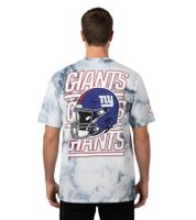 Camiseta RE:COVERED X NFL para hombre con estampado de los NEW YORK GIANTS, cuello redondo de algodón, RCNFL1386 Azul