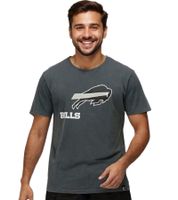 RE:COVERED X NFL Camiseta de Hombre Buffalo Bills Logo Letras Algodón Cuello Redondo RCNFL1317B Gris
