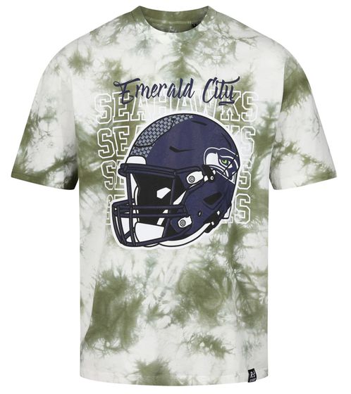 RE:COVERED X NFL Seattle Seahawks Men's T-Shirt with Logo Print, Cotton Crew Neck, RCNFL1389 Green