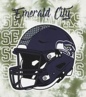 RE:COVERED X NFL Seattle Seahawks - Camiseta de hombre con logo estampado, cuello redondo de algodón, RCNFL1389 Verde