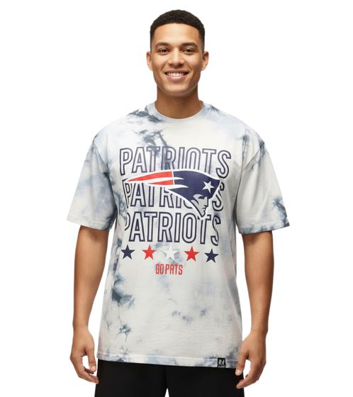 Camiseta RE:COVERED X NFL para hombre con estampado de los New England Patriots, cuello redondo de algodón, RCNFL1382 Azul