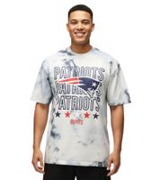 Camiseta RE:COVERED X NFL para hombre con estampado de los New England Patriots, cuello redondo de algodón, RCNFL1382 Azul