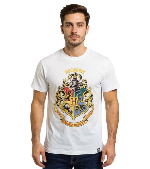 T-shirt da uomo RE:COVERED X Harry Potter con stemma della casa di Hogwarts, maglietta in cotone RCWIZ559, colore: bianco ecru