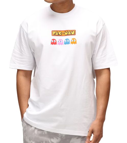 RE:COVERED X PAC MAN Herren T-Shirt Fruit Eyes Baumwoll-Shirt mit großem Rückenprint Rundhals-Shirt RCPCM289 Weiß