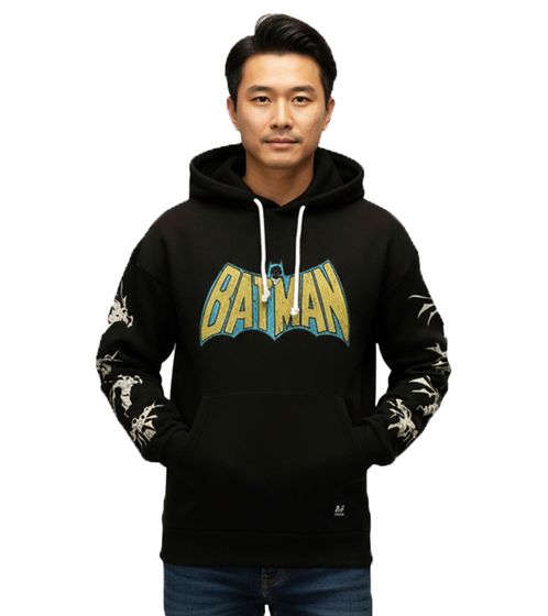 Sudadera con capucha RE:COVERED X DC para hombre con el logo de BATMAN, sudadera de algodón, camiseta de manga larga, RCWARN554, negra