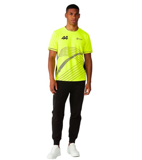 T-shirt homme Mercedes-Benz AMG Petronas F1 Lewis Hamilton manches courtes 701227120 001 Jaune fluo