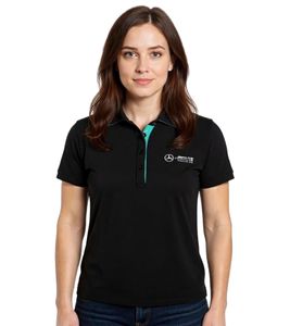 Mercedes-Benz AMG Petronas F1 MAPF1 Polo Damen Baumwoll-Shirt Polo-Shirt mit Team-Logos und farblichen Akzenten Kurzarm-Shirt 701227044 001 Schwarz Mercedes-Benz AMG Petronas F1 MAPF1 Polo Damen Baumwoll-Shirt Polo-Shirt mit Team-Logos und farblichen Akzenten Kurzarm-Shirt 701227044 001 Schwarz