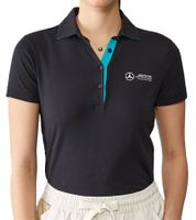 Mercedes-Benz AMG Petronas F1 MAPF1 Polo Damen Baumwoll-Shirt Polo-Shirt mit Team-Logos und farblichen Akzenten Kurzarm-Shirt 701227044 001 Schwarz