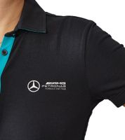 Mercedes-Benz AMG Petronas F1 MAPF1 Polo Damen Baumwoll-Shirt Polo-Shirt mit Team-Logos und farblichen Akzenten Kurzarm-Shirt 701227044 001 Schwarz