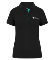 Mercedes-Benz AMG Petronas F1 MAPF1 Polo Damen Baumwoll-Shirt Polo-Shirt mit Team-Logos und farblichen Akzenten Kurzarm-Shirt 701227044 001 Schwarz