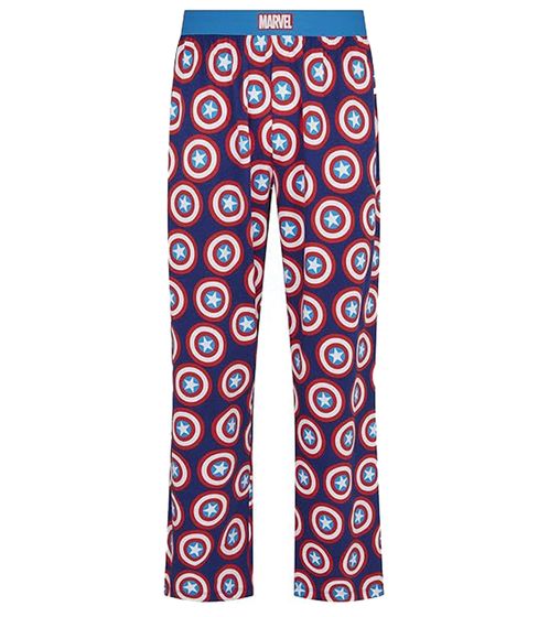 RE:COVERED X MARVEL Loungepants Captain America Herren Schlafanzug-Hose Schutzschild-Print Pyjama-Hose PCMARV502 Blau/Rot