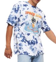 Camiseta RE:COVERED X Space Jam para hombre con estampado frontal en efecto tie-dye, cuello redondo de algodón, RCWARN751 Azul