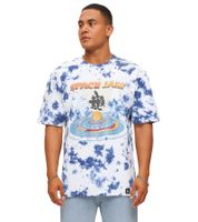 Camiseta RE:COVERED X Space Jam para hombre con estampado frontal en efecto tie-dye, cuello redondo de algodón, RCWARN751 Azul