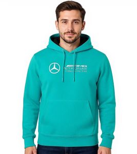Sweat à capuche en coton pour homme Mercedes-Benz AMG Petronas F1 avec logo de l'écurie de Formule 1 701227033 002 Turquoise