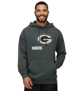 RE:COVERED X NFL Green Bay Packers Herren Kapuzen-Pullover mit Logo-Schriftzug Baumwoll-Hoody RCNFL1318E Grau RE:COVERED X NFL Green Bay Packers Herren Kapuzen-Pullover mit Logo-Schriftzug Baumwoll-Hoody RCNFL1318E Grau