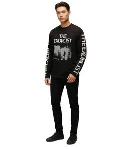 RE:COVERED X THE EXORCIST FILM Herren Shirt mit Foto-Print langärmliges Baumwoll-Shirt Rundhals-Shirt RCWARN560 Schwarz RE:COVERED X THE EXORCIST FILM Herren Shirt mit Foto-Print langärmliges Baumwoll-Shirt Rundhals-Shirt RCWARN560 Schwarz