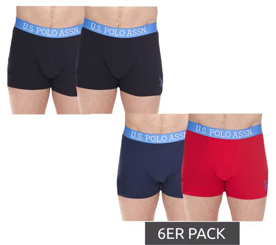 6er Pack U.S. POLO ASSN. Herren Boxershorts atmungsaktive Baumwoll-Unterhose Unterwäsche 011601_US16133_02 Schwarz oder Blau/Rot