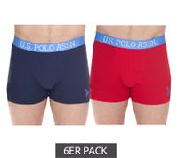 6er Pack U.S. POLO ASSN. Herren Boxershorts atmungsaktive Baumwoll-Unterhose Unterwäsche 011601_US16133_02 Schwarz oder Blau/Rot