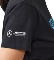 Mercedes-Benz AMG Petronas F1 MAPF Damen T-Shirt Baumwoll-Shirt Kurzarm-Shirt 70122712 George Russell oder Lewis Hamilton Schwarz