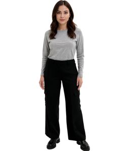 Damen Cargo-Hose mit Woll-Anteil Freizeit-Hose Alltags-Hose Straight Fit 972290 Schwarz Damen Cargo-Hose mit Woll-Anteil Freizeit-Hose Alltags-Hose Straight Fit 972290 Schwarz