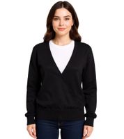 Women's Wrap Sweater, Stylish Evening Sweater with V-Neck 952790 Black