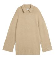 Damen Strick-Pullover mit Kent-Kragen Oversized Alltags-Pullover Sweater 924028 Beige