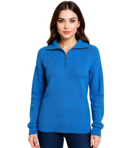 Maglione da donna in maglia, cardigan aderente, collo alto, maglione per tutti i giorni 953345 Blu Maglione da donna in maglia, cardigan aderente, collo alto, maglione per tutti i giorni 953345 Blu