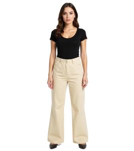 Damen Thermo-Jeans aus Baumwolle Denim-Hose im 5-Pocket-Style Schlag-Hose 953493 Beige Damen Thermo-Jeans aus Baumwolle Denim-Hose im 5-Pocket-Style Schlag-Hose 953493 Beige