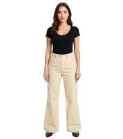 Jean évasé en coton thermique pour femme, 5 poches, coupe évasée, 953493 Beige