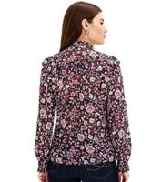Camicetta da donna, camicetta estiva alla moda in chiffon con stampa floreale, taglie comode 975299 Blu scuro/Rosa/Viola