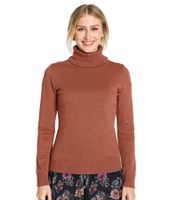 Damen Feinstrick-Pullover Rollkragen-Pulli aus reiner Baumwolle 948430 Braun