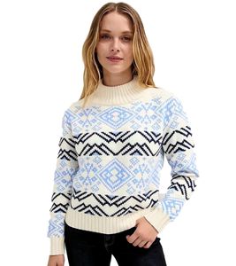 Damen Norweger-Pullover Strick-Pullover mit Stehkragen Große Größen 935244 Weiß/Blau Damen Norweger-Pullover Strick-Pullover mit Stehkragen Große Größen 935244 Weiß/Blau