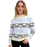 Damen Norweger-Pullover Strick-Pullover mit Stehkragen Große Größen 935244 Weiß/Blau