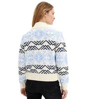 Damen Norweger-Pullover Strick-Pullover mit Stehkragen Große Größen 935244 Weiß/Blau