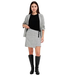 Damen Midi-Rock stylischer Wickel-Rock mit Gummibund Große Größen 906640 Grau melliert Damen Midi-Rock stylischer Wickel-Rock mit Gummibund Große Größen 906640 Grau melliert