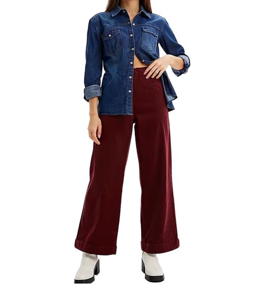 Damen Cord-Jeans aus Baumwolle weit geschnittene Herbst-Hose Größe Größen 966140 Weinrot