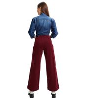Jean femme en velours côtelé, pantalon large d'automne, taille 966140, bordeaux
