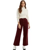 Jean femme en velours côtelé, pantalon large d'automne, taille 966140, bordeaux