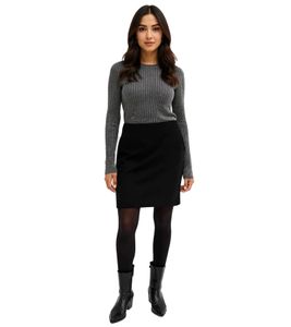 Minigonna da donna, gonna in calda lana con motivo a spina di pesce, taglie comode 956298 Nero Minigonna da donna, gonna in calda lana con motivo a spina di pesce, taglie comode 956298 Nero